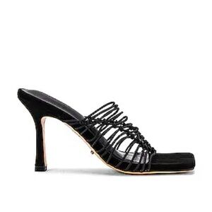 Tony Bianco Lynx Mule Strappy Black Heel 8.5 Square Toe